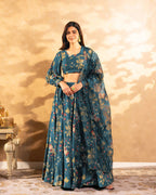 Sonakshi Women's Grey Air Tex Chinon Digital Printed Lehenga Choli With Dupatta | Grocsy