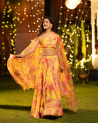 Sonakshi Women's Yellow Air Tex Chinon Digital Printed Lehenga Choli With Dupatta | Grocsy