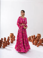 Sonakshi Women's Magenta Air Tex Chinon Digital Printed Lehenga Choli | Grocsy