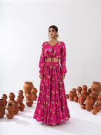 Sonakshi Women's Magenta Air Tex Chinon Digital Printed Lehenga Choli | Grocsy