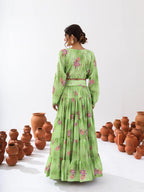 Sonakshi Women's Pista Air Tex Chinon Digital Printed Lehenga Choli | Grocsy