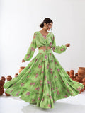 Sonakshi Women's Pista Air Tex Chinon Digital Printed Lehenga Choli | Grocsy