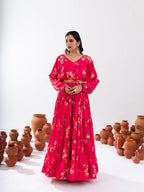Sonakshi Women's Rani Air Tex Chinon Digital Printed Lehenga Choli | Grocsy