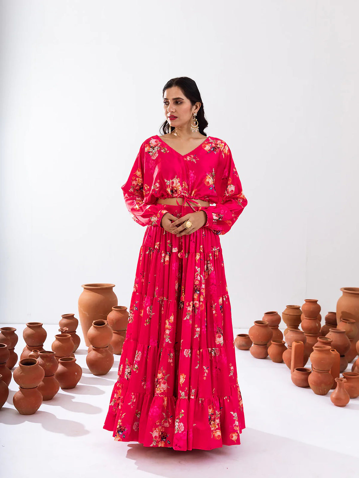 Sonakshi Women's Rani Air Tex Chinon Digital Printed Lehenga Choli | Grocsy