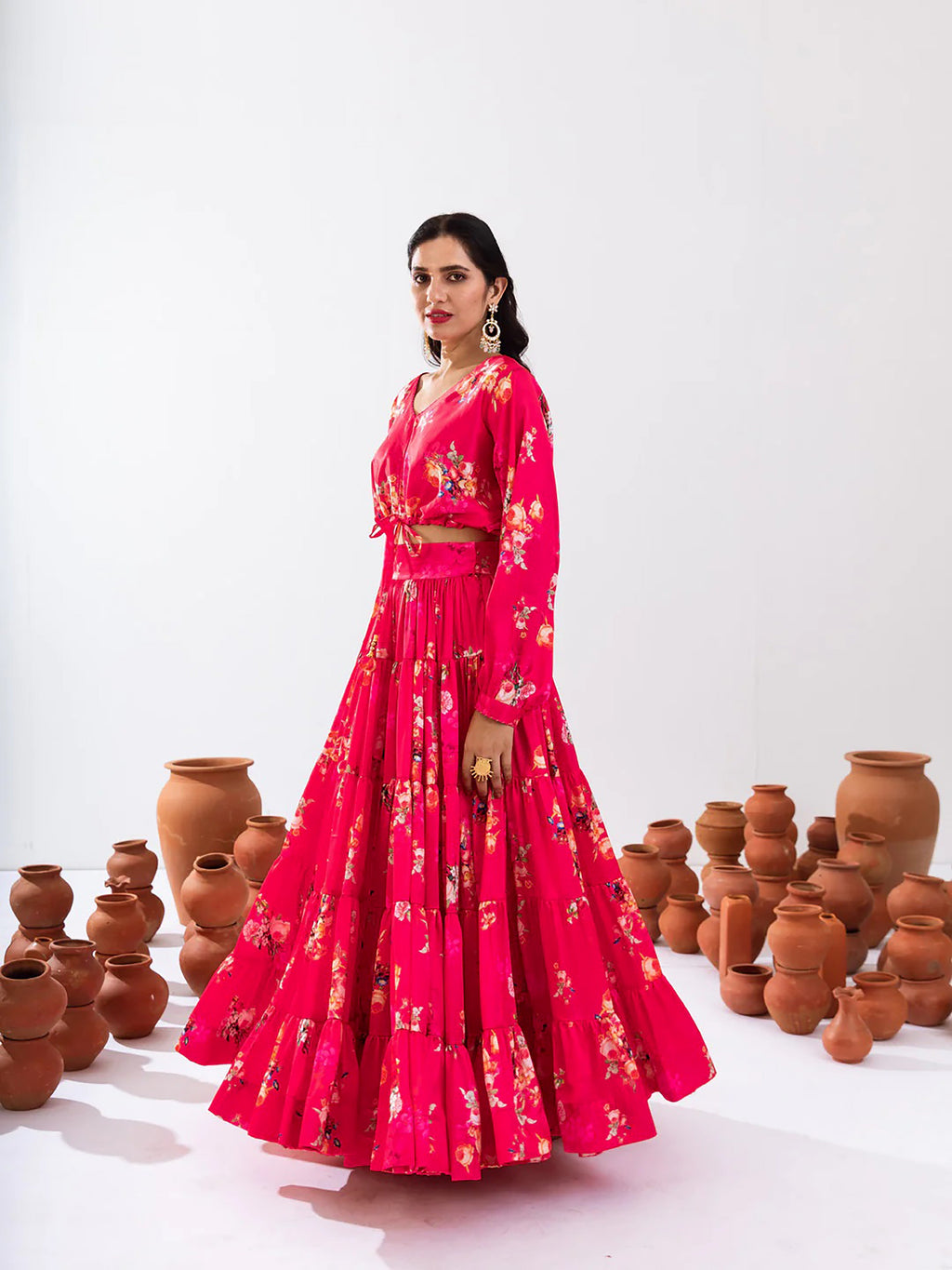 Sonakshi Women's Rani Air Tex Chinon Digital Printed Lehenga Choli | Grocsy