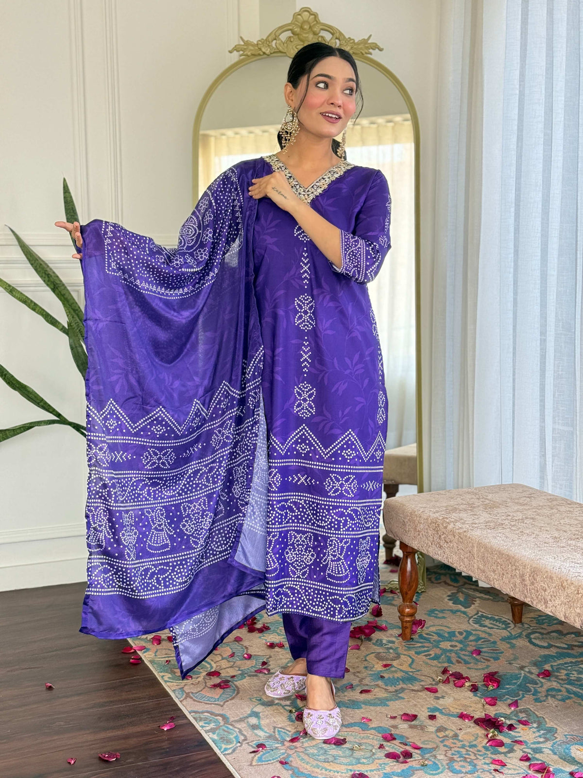 Sonakshi Women's Blue French Crepe Kurta Set with Dupatta | Grocsy