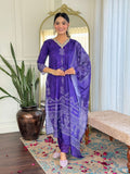 Sonakshi Women's Blue French Crepe Kurta Set with Dupatta | Grocsy