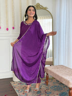 Sonakshi Women's Wine Viscose Rayon Kurta Set with Dupatta | Grocsy