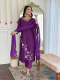 Sonakshi Women's Wine Viscose Rayon Kurta Set with Dupatta | Grocsy