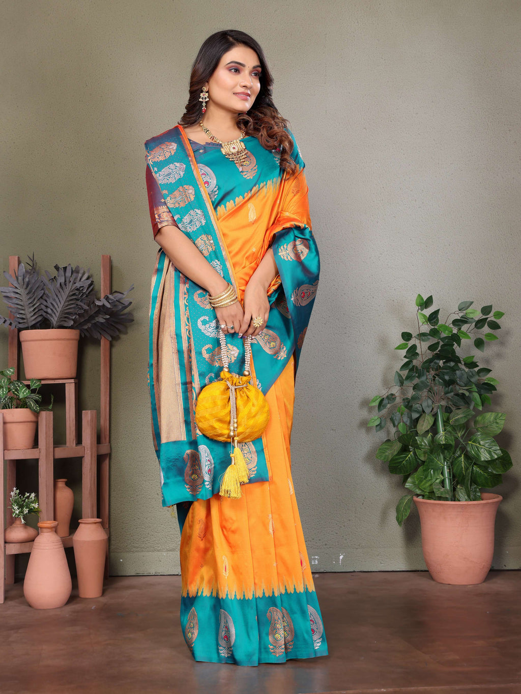 Sonakshi Women's Fenta Banarasi Silk Zari Woven Traditional Saree with Blouse | Grocsy