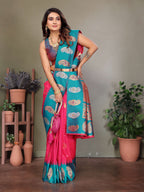 Sonakshi Women's Maharani Banarasi Silk Zari Woven Traditional Saree with Blouse | Grocsy