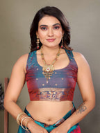 Sonakshi Women's Maharani Banarasi Silk Zari Woven Traditional Saree with Blouse | Grocsy