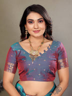 Sonakshi Women's Babypink Banarasi Silk Zari Woven Traditional Saree with Blouse | Grocsy