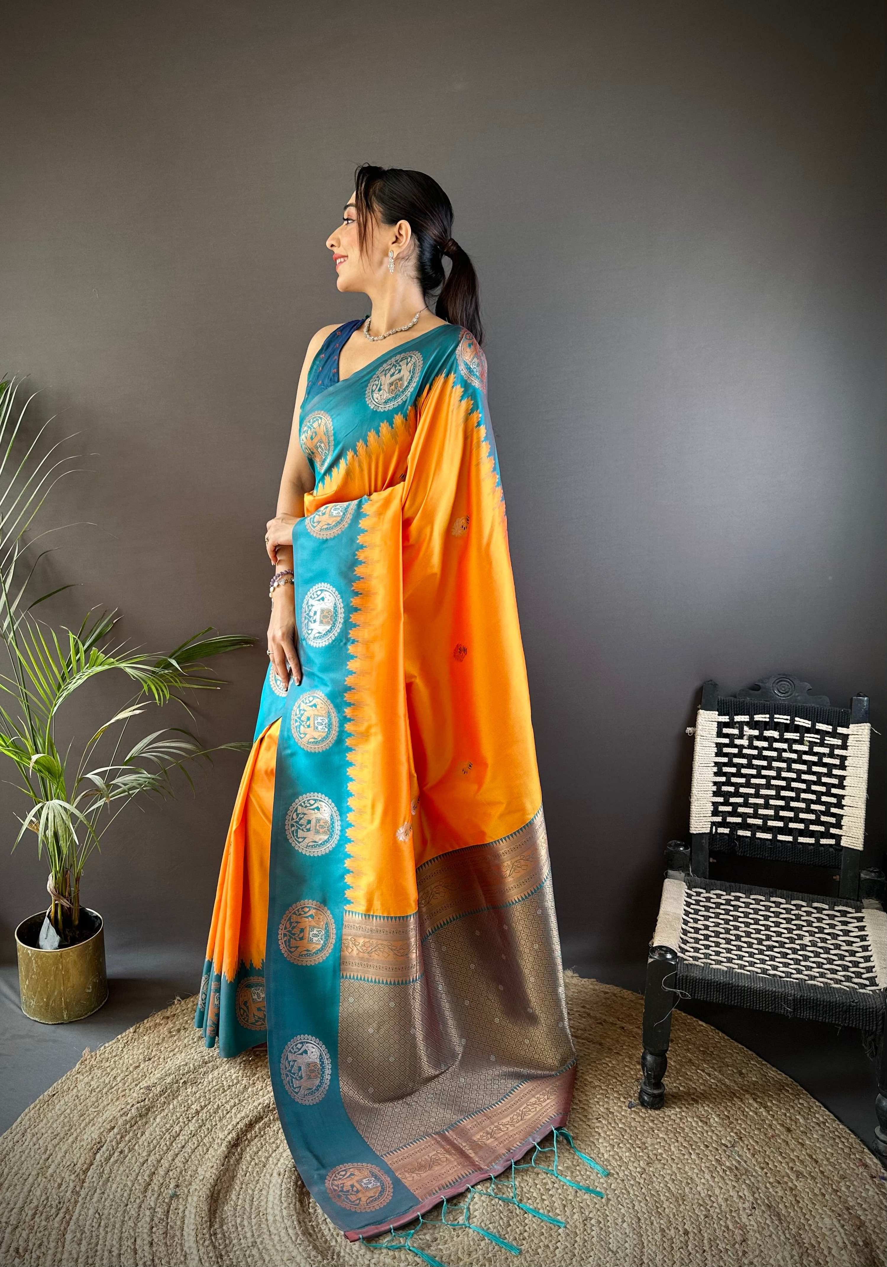 Sonakshi Women's Fenta Banarasi Silk Zari Woven Traditional Saree with Blouse | Grocsy