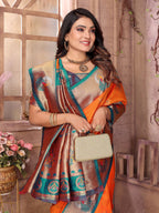 Sonakshi Women's Fenta Paithani Silk Zari Woven Traditional Saree with Blouse | Grocsy