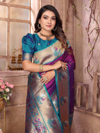 Sonakshi Women's Jamli Paithani Silk Zari Woven Traditional Saree with Blouse | Grocsy