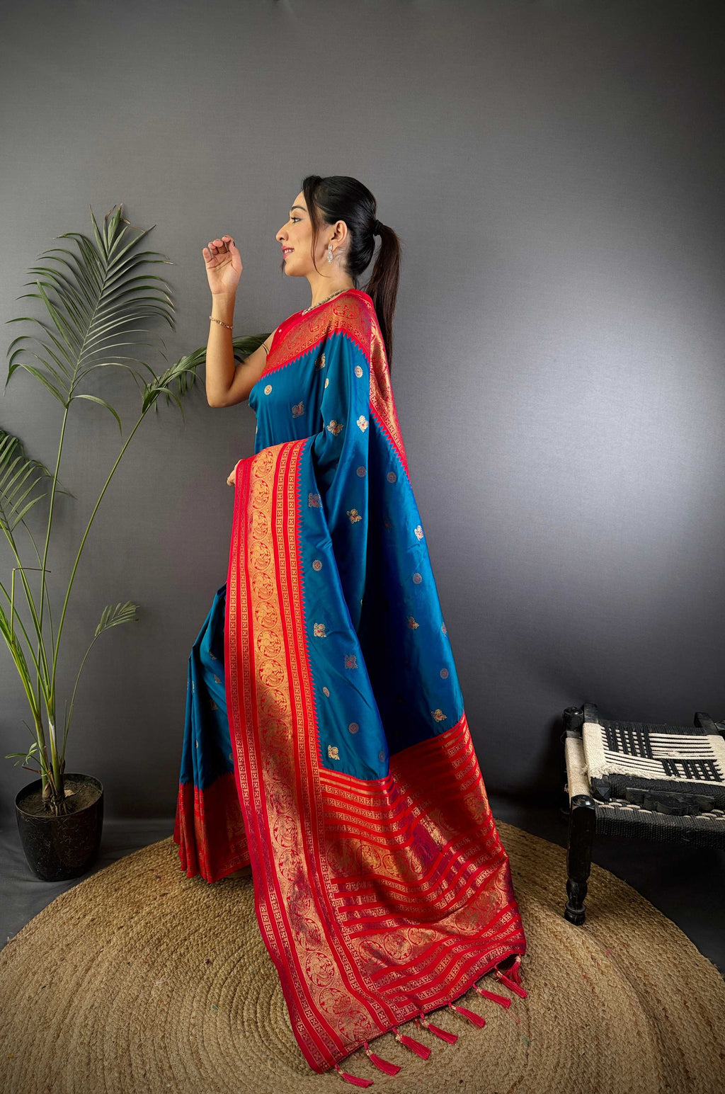 Sonakshi Women's Morepeach Soft Silk Zari Woven Traditional Saree with Blouse | Grocsy