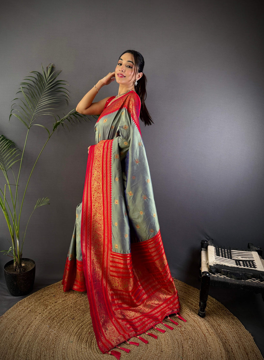 Sonakshi Women's Silver Soft Silk Zari Woven Traditional Saree with Blouse | Grocsy