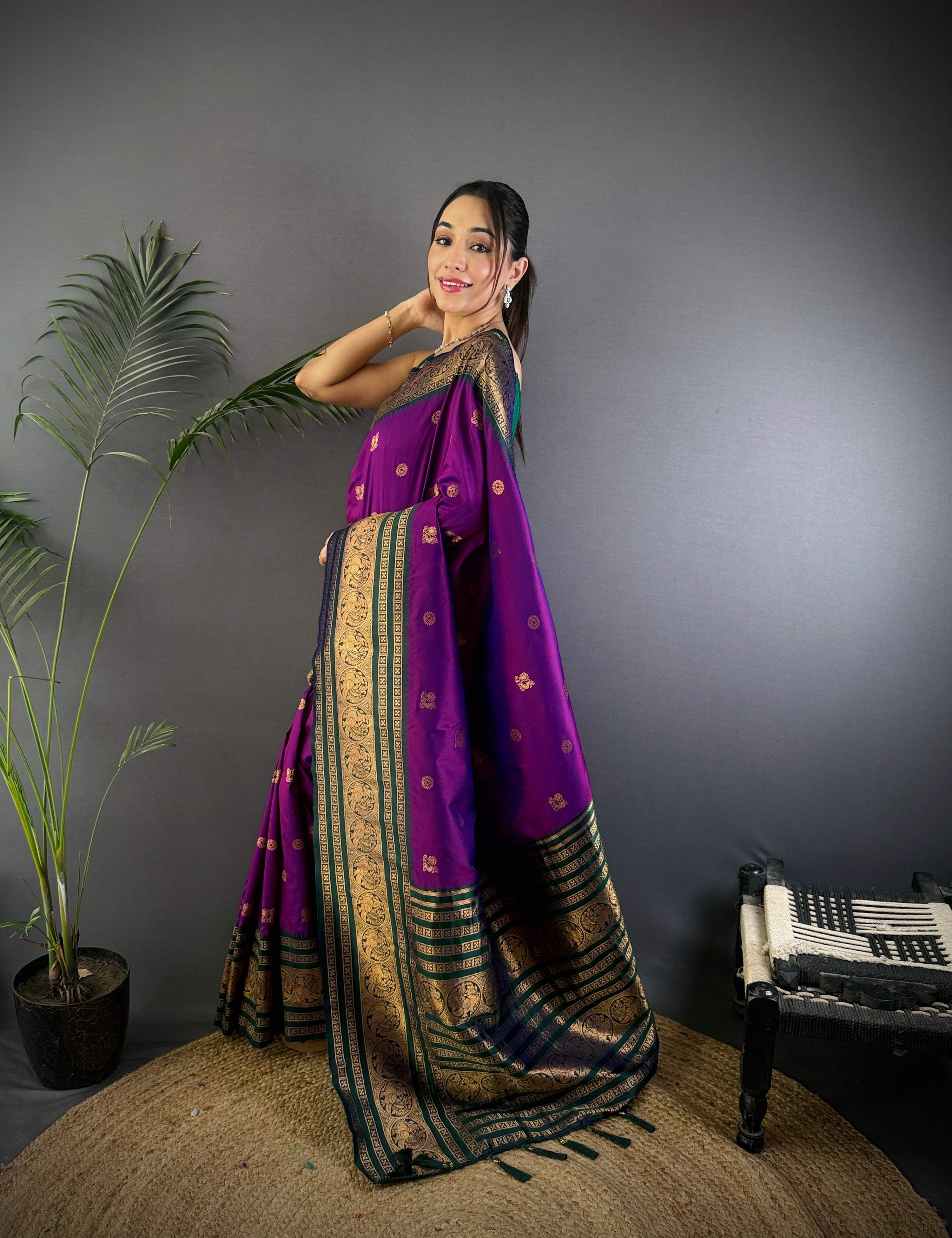 Sonakshi Women's Jamli Soft Silk Zari Woven Traditional Saree with Blouse | Grocsy