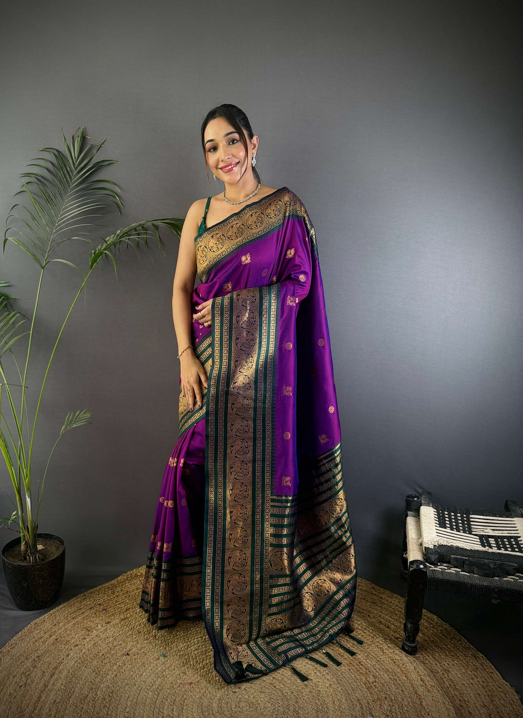 Sonakshi Women's Jamli Soft Silk Zari Woven Traditional Saree with Blouse | Grocsy