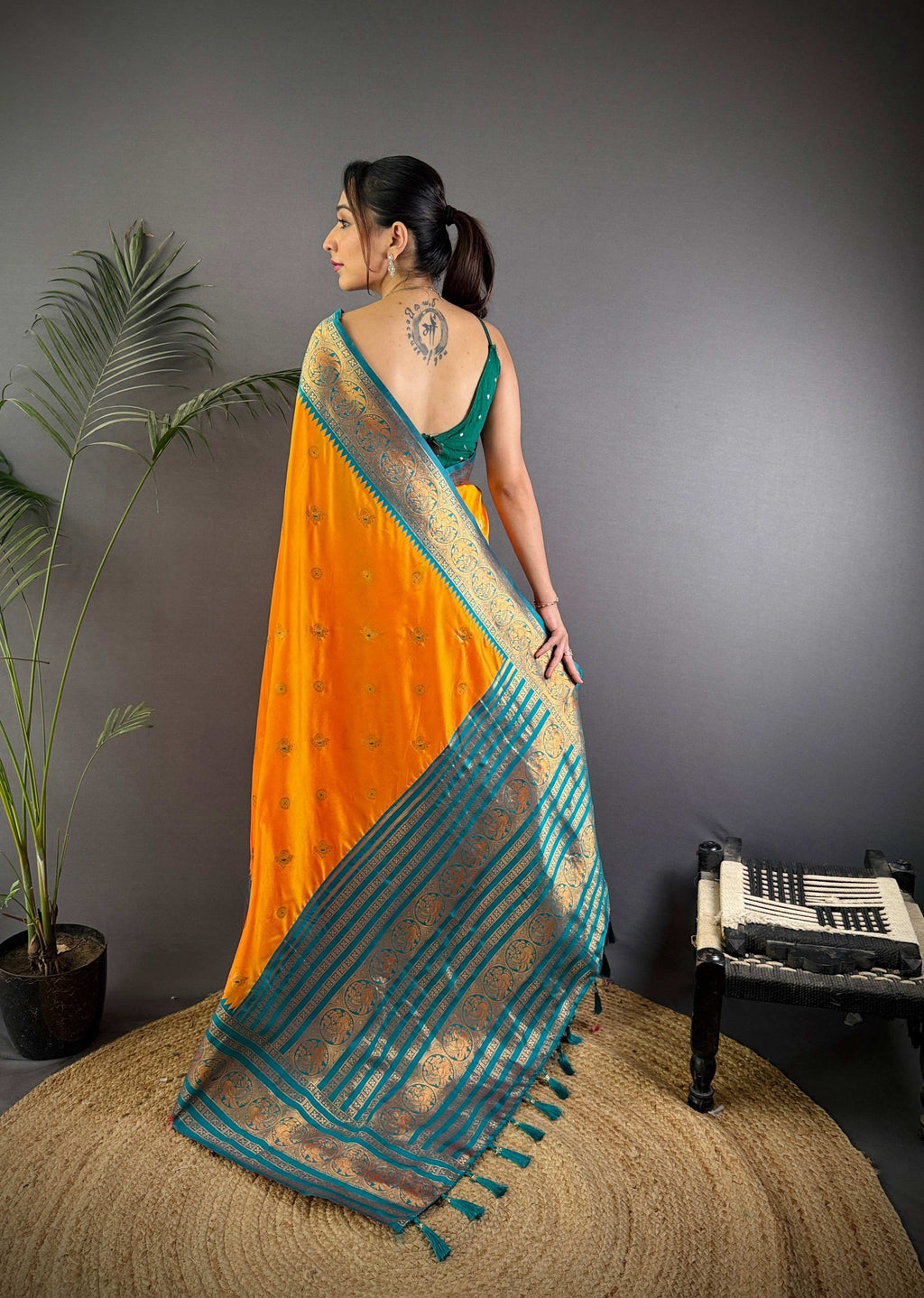 Sonakshi Women's Yellow Soft Silk Zari Woven Traditional Saree with Blouse | Grocsy