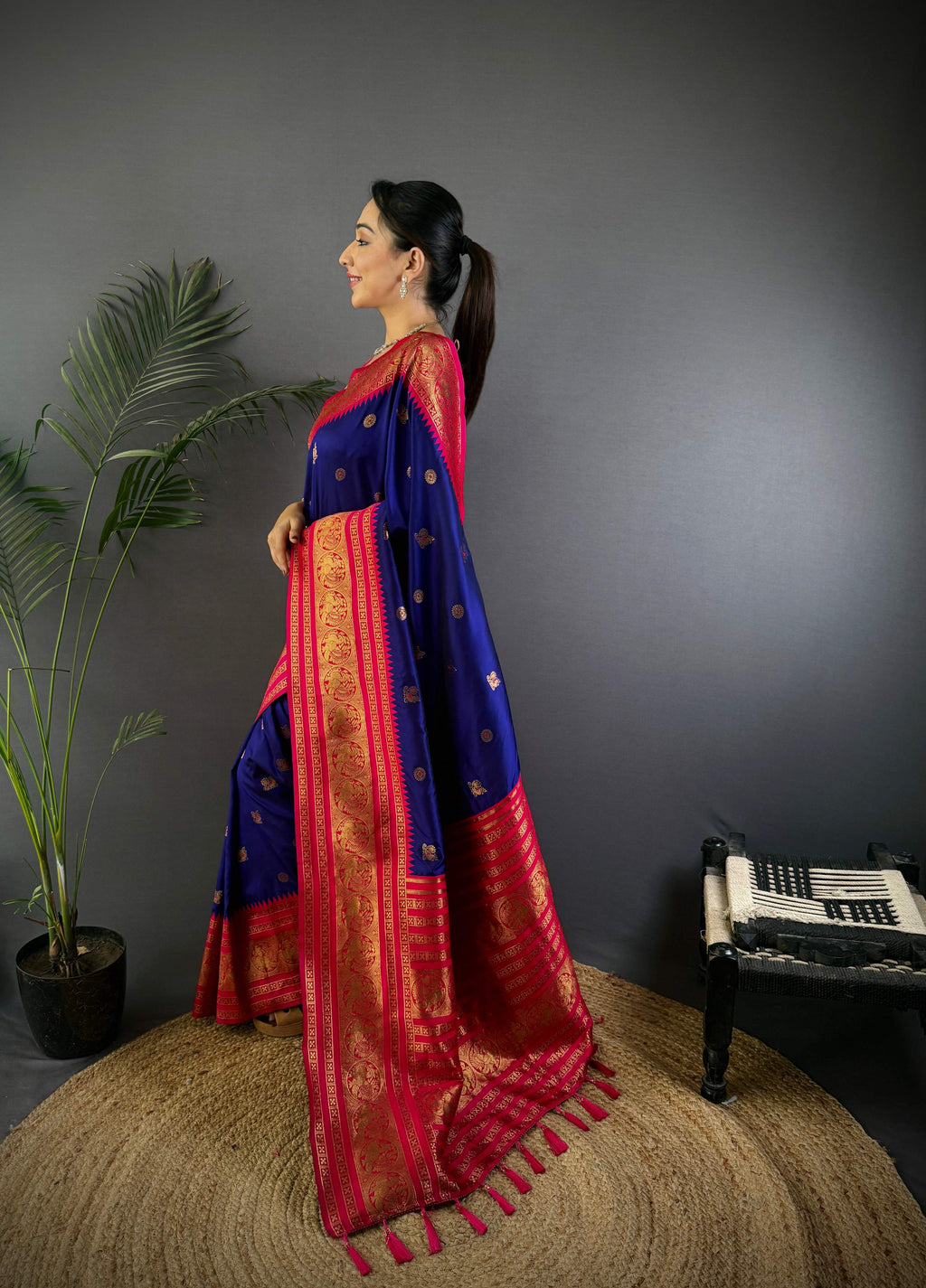 Sonakshi Women's Royal Blue Soft Silk Zari Woven Traditional Saree with Blouse | Grocsy