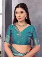 Sonakshi Women's Gajri Banarasi Silk Zari Woven Traditional Saree with Blouse | Grocsy