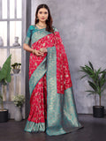 Sonakshi Women's Gajri Banarasi Silk Zari Woven Traditional Saree with Blouse | Grocsy