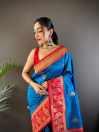 Sonakshi Women's Morepeach Banarasi Silk Zari Woven Traditional Saree with Blouse | Grocsy