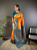 Sonakshi Women's Yellow Banarasi Silk Zari Woven Traditional Saree with Blouse | Grocsy