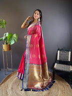 Sonakshi Women's Maharani Banarasi Silk Zari Woven Traditional Saree with Blouse | Grocsy