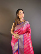 Sonakshi Women's Maharani Banarasi Silk Zari Woven Traditional Saree with Blouse | Grocsy