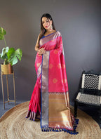Sonakshi Women's Maharani Banarasi Silk Zari Woven Traditional Saree with Blouse | Grocsy