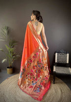 Sonakshi Women's Fenta Paithani Silk Zari Woven Traditional Saree with Blouse | Grocsy