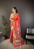 Sonakshi Women's Fenta Paithani Silk Zari Woven Traditional Saree with Blouse | Grocsy