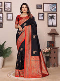 Sonakshi Women's Black Banarasi Silk Zari Woven Traditional Saree with Blouse | Grocsy
