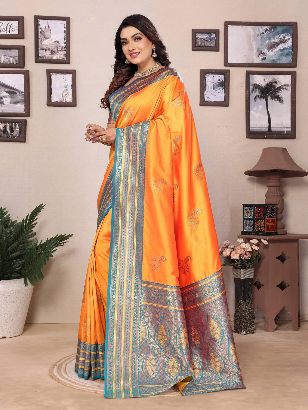 Sonakshi Women's Fenta Banarasi Silk Zari Woven Traditional Saree with Blouse | Grocsy