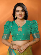 Sonakshi Women's Parrot Banarasi Silk Zari Woven Traditional Saree with Blouse | Grocsy