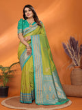 Sonakshi Women's Parrot Banarasi Silk Zari Woven Traditional Saree with Blouse | Grocsy