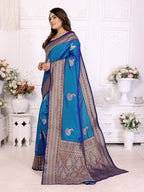Sonakshi Women's Feroji Banarasi Silk Zari Woven Traditional Saree with Blouse | Grocsy
