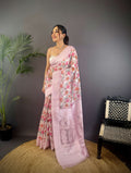Sonakshi Women's Move Blend Silk Jacquard Woven Traditional Saree with Blouse | Grocsy