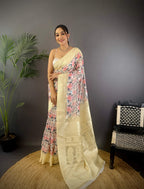 Sonakshi Women's Chandan Blend Silk Jacquard Woven Traditional Saree with Blouse | Grocsy