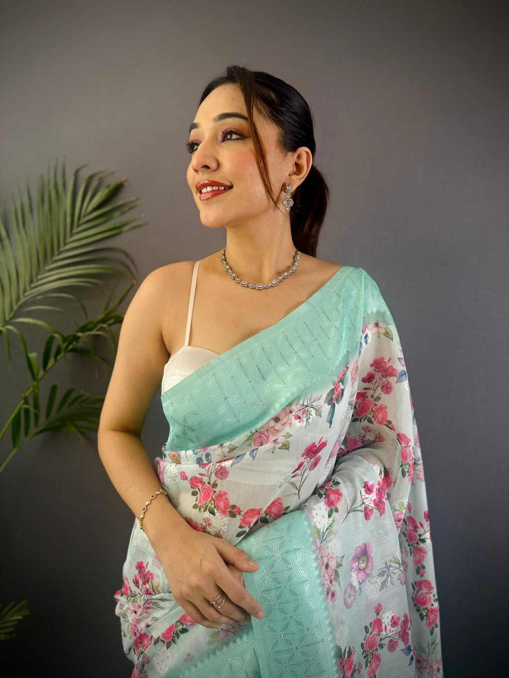 Sonakshi Women's Seagreen Blend Silk Jacquard Woven Traditional Saree with Blouse | Grocsy