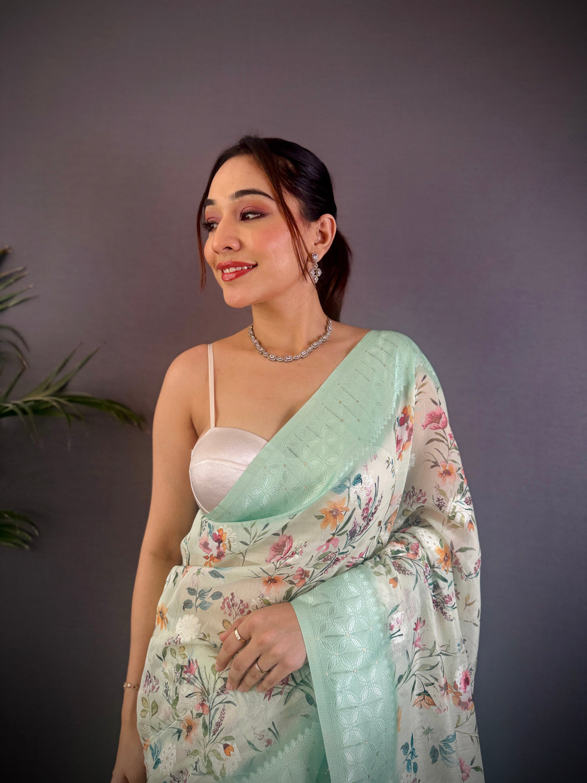 Sonakshi Women's Sky Blend Silk Jacquard Woven Traditional Saree with Blouse | Grocsy