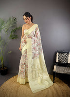 Sonakshi Women's Lemon Blend Silk Jacquard Woven Traditional Saree with Blouse | Grocsy