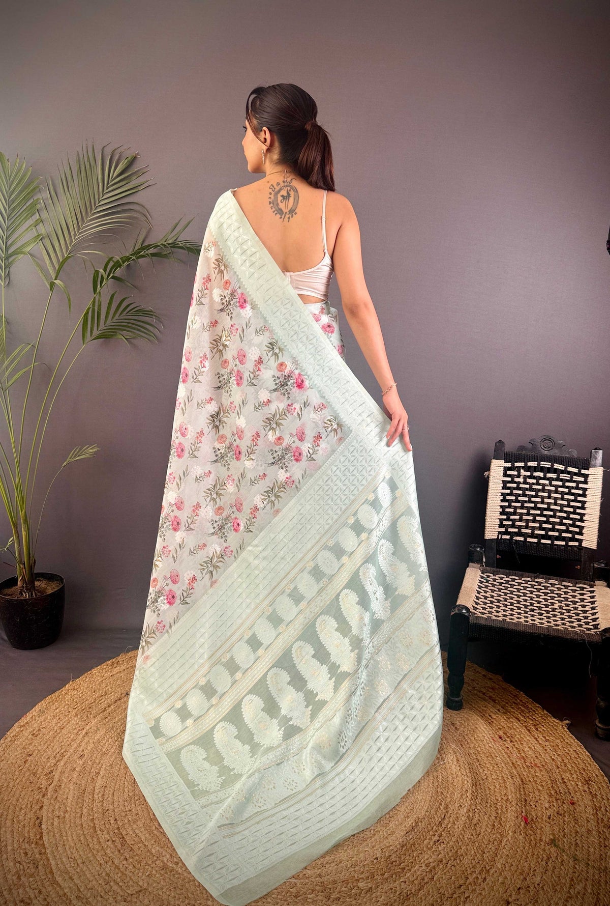 Sonakshi Women's Water Blend Silk Jacquard Woven Traditional Saree with Blouse | Grocsy