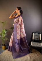Sonakshi Women's Purple Blend Silk Jacquard Woven Traditional Saree with Blouse | Grocsy