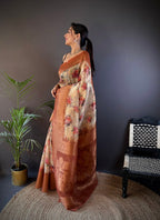 Sonakshi Women's Tamba Blend Silk Jacquard Woven Traditional Saree with Blouse | Grocsy