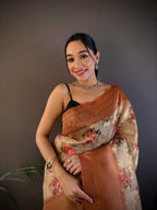 Sonakshi Women's Tamba Blend Silk Jacquard Woven Traditional Saree with Blouse | Grocsy