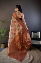 Sonakshi Women's Tamba Blend Silk Jacquard Woven Traditional Saree with Blouse | Grocsy